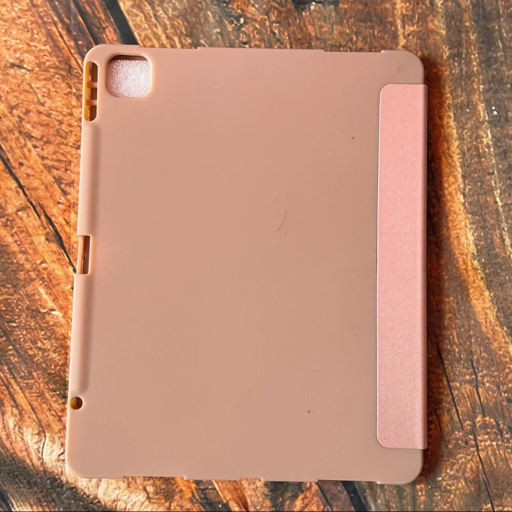 Pink rose gold iPad tablet android fire foldable lid, solid plastic back